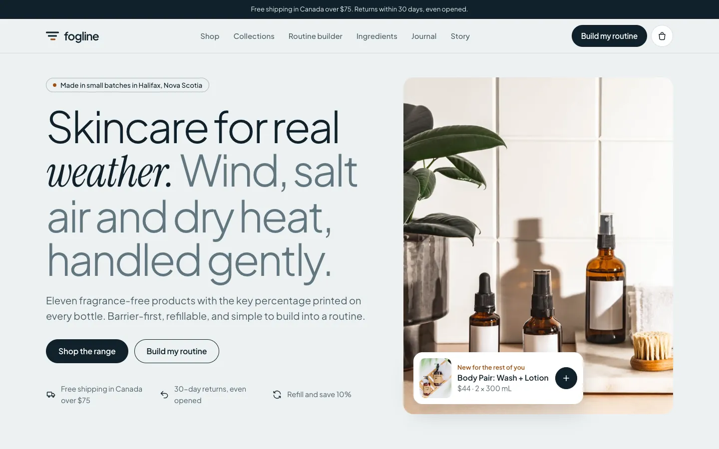 Fogline — sample e-commerce website designed and built by SearchPod