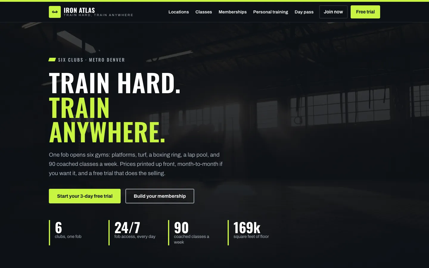 Iron Atlas Fitness: sample fitness website designed and built by SearchPod