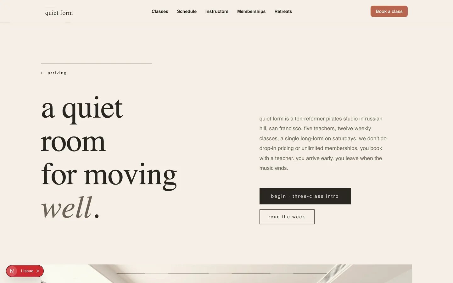 Quiet Form Pilates — sample fitness website designed and built by SearchPod