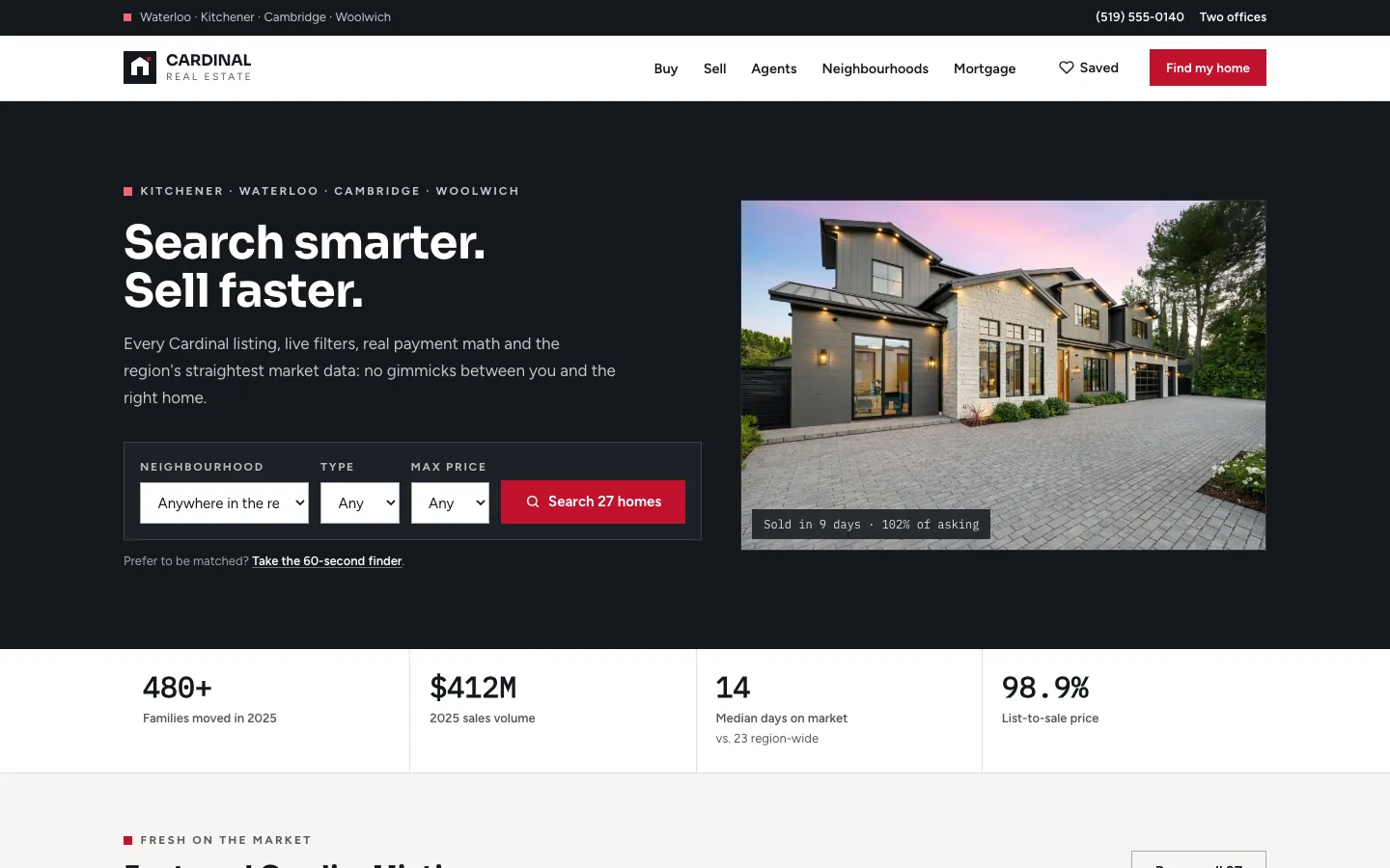 Cardinal Real Estate: sample real estate website designed and built by SearchPod