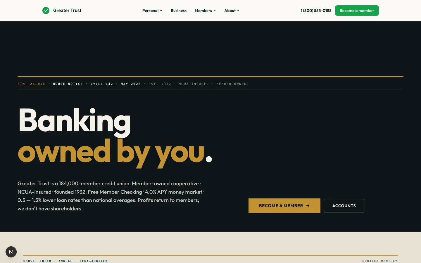 Greater Trust CU — sample finance website designed and built by SearchPod
