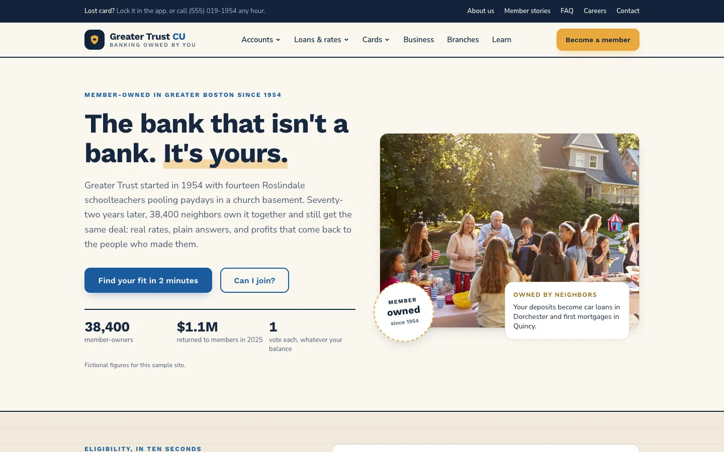 Greater Trust CU: sample finance website designed and built by SearchPod