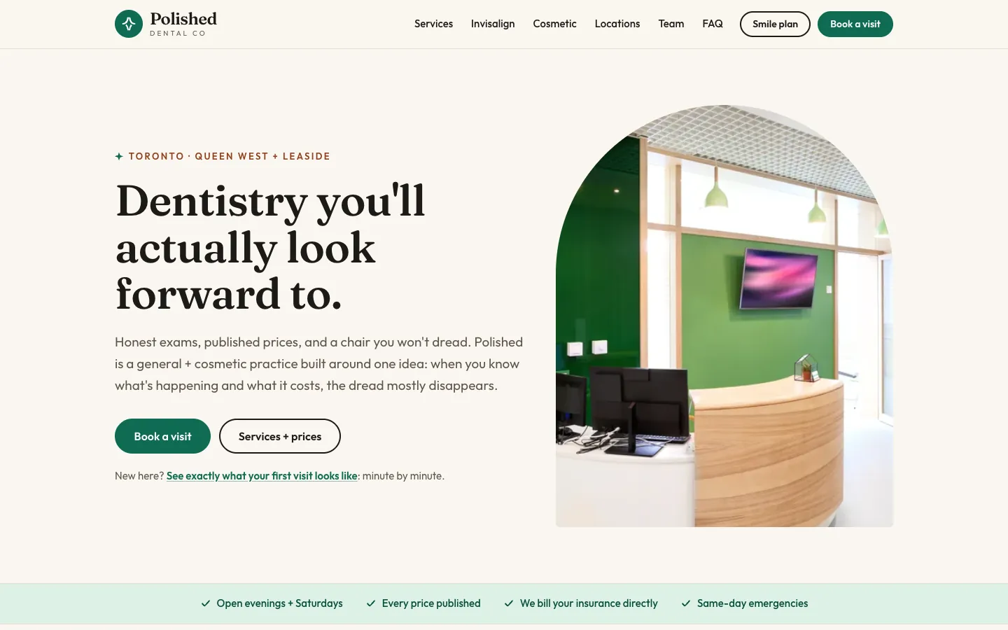 Polished Dental Co: sample healthcare website designed and built by SearchPod