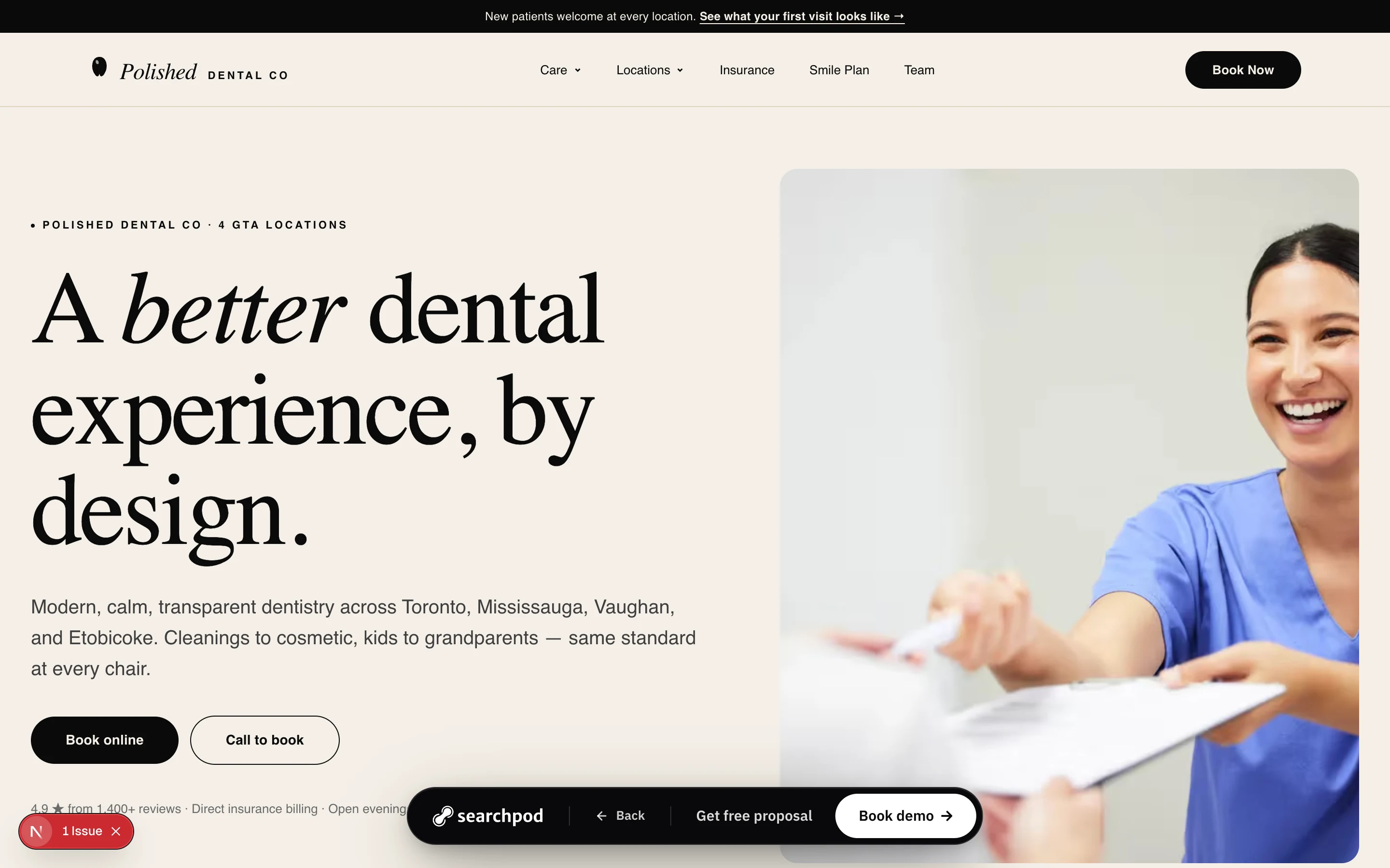 Polished Dental Co — sample healthcare website designed and built by SearchPod