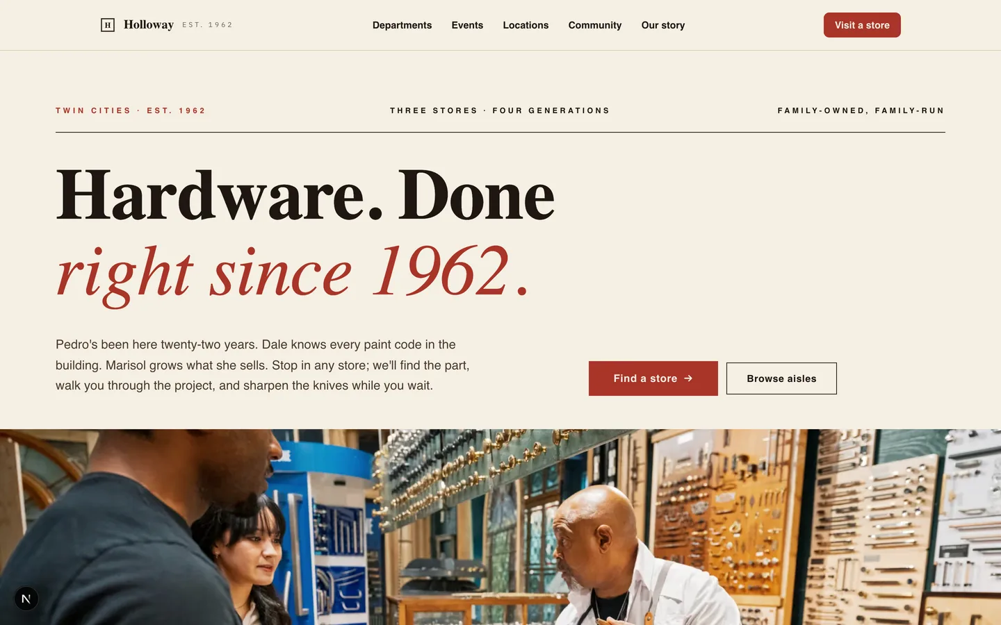 Holloway Hardware — sample local business website designed and built by SearchPod