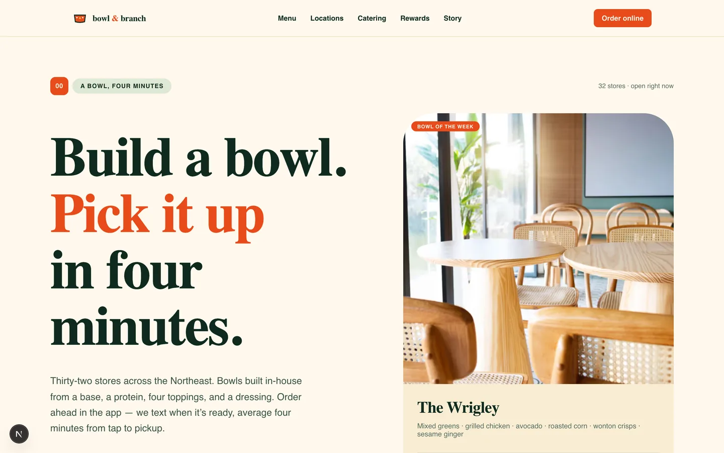 Bowl & Branch — sample restaurants website designed and built by SearchPod