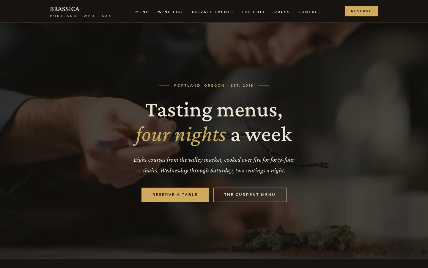 Brassica: sample restaurants website designed and built by SearchPod