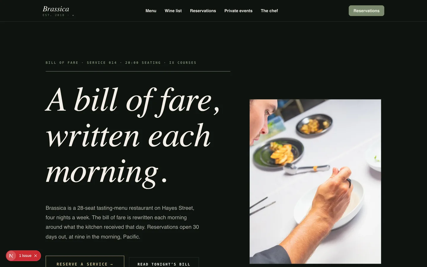 Brassica — sample restaurants website designed and built by SearchPod