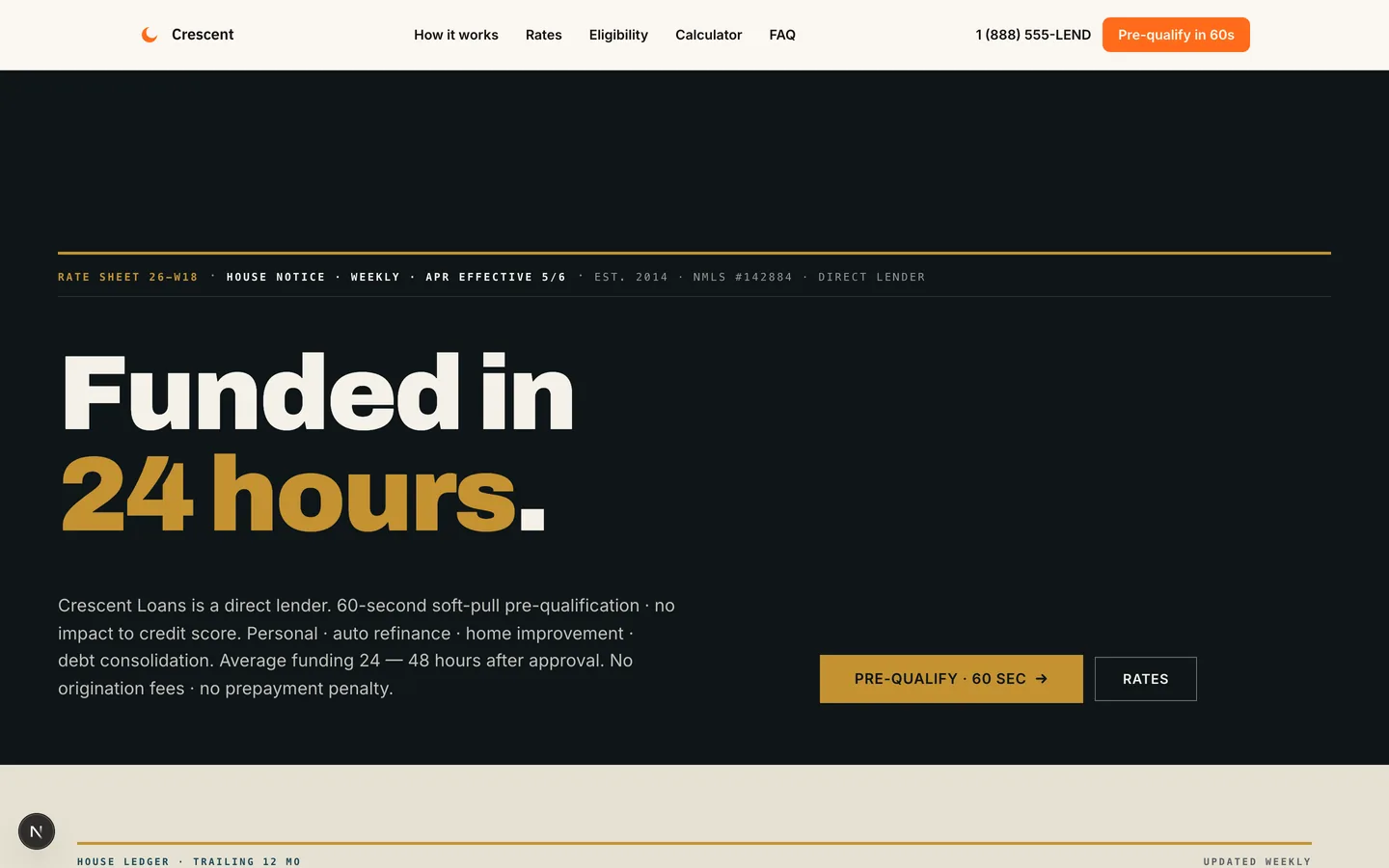 Crescent Loans — sample finance website designed and built by SearchPod
