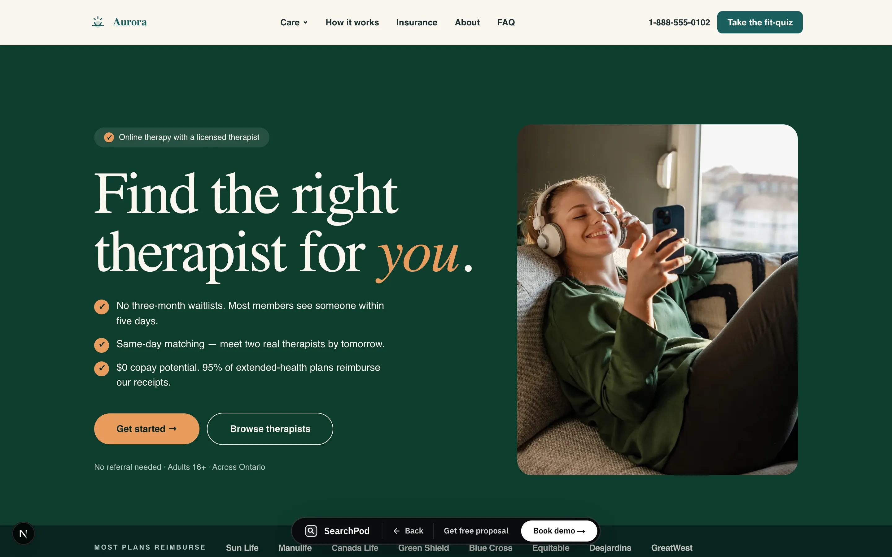 Aurora Mind Health — sample healthcare website designed and built by SearchPod