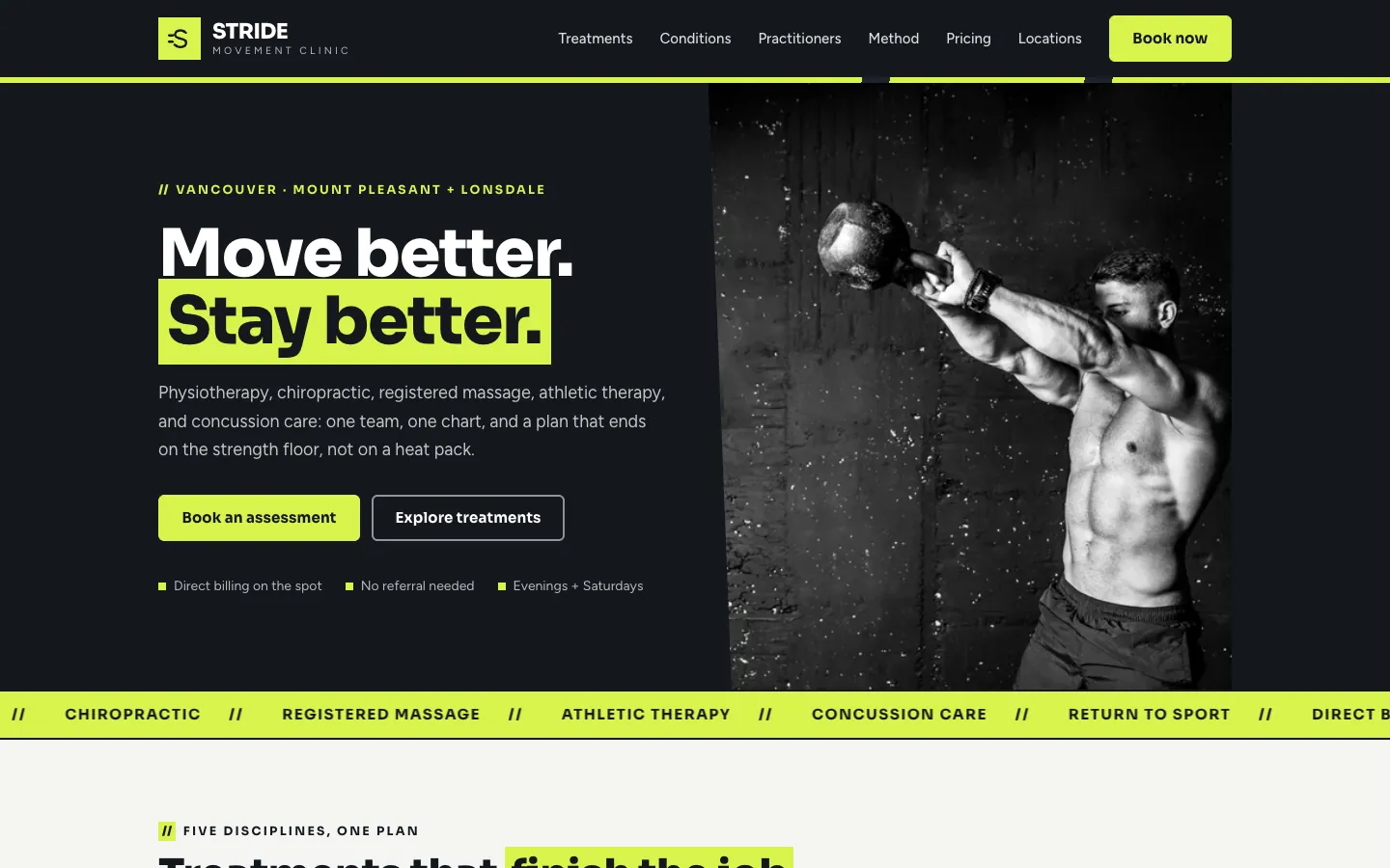 Stride Movement Clinic: sample healthcare website designed and built by SearchPod