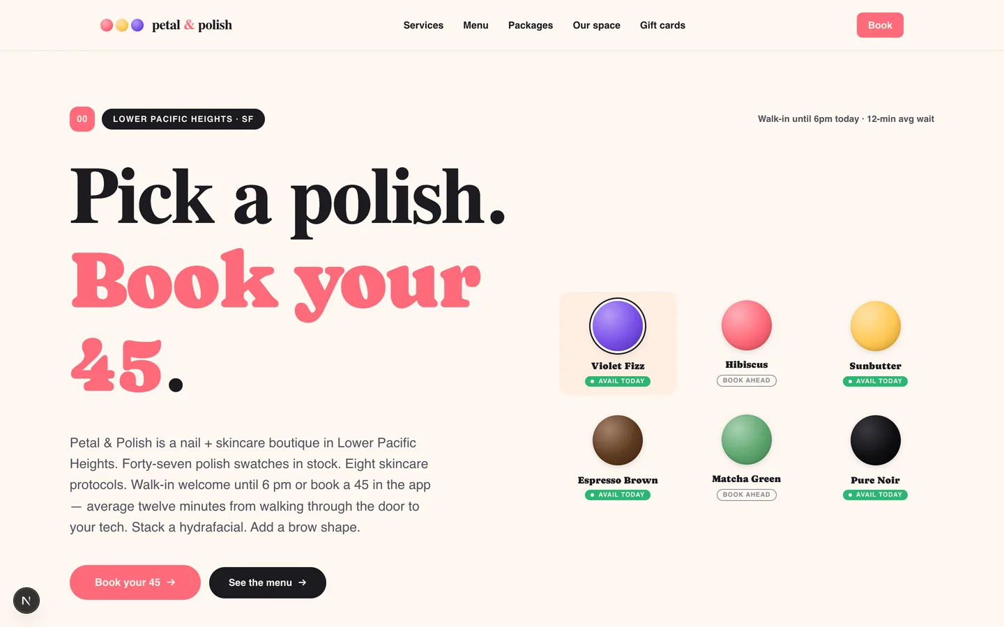 Petal & Polish — sample beauty & wellness website designed and built by SearchPod