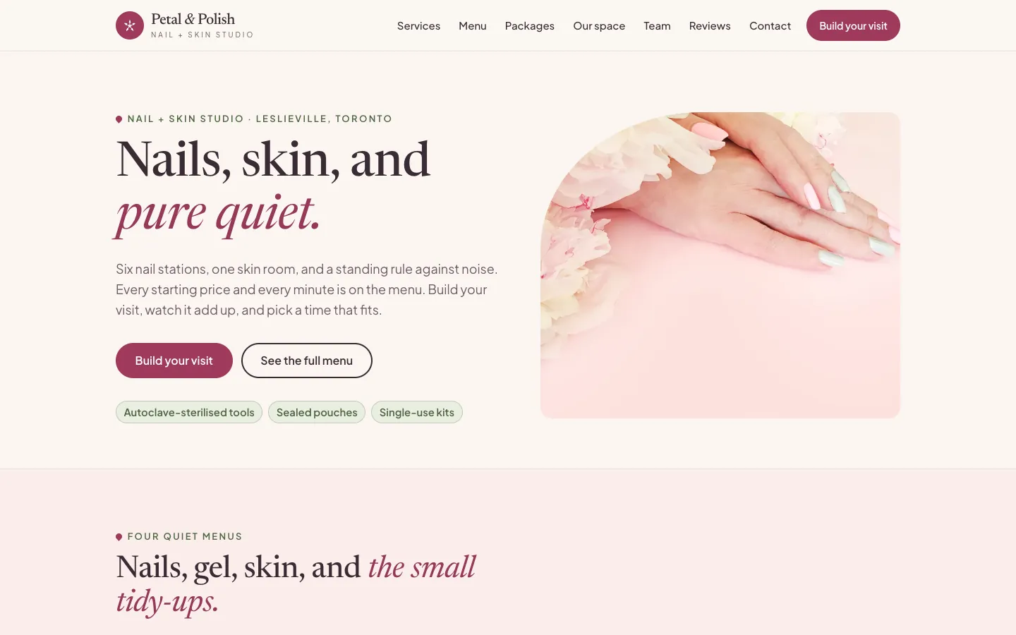 Petal & Polish: sample beauty & wellness website designed and built by SearchPod