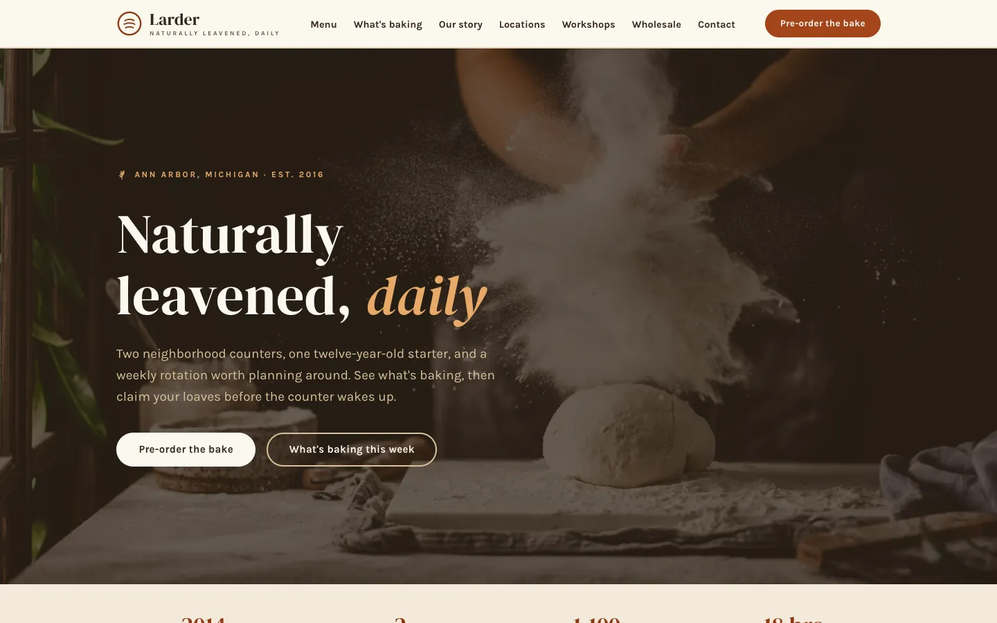 Larder Bakery: sample restaurants website designed and built by SearchPod