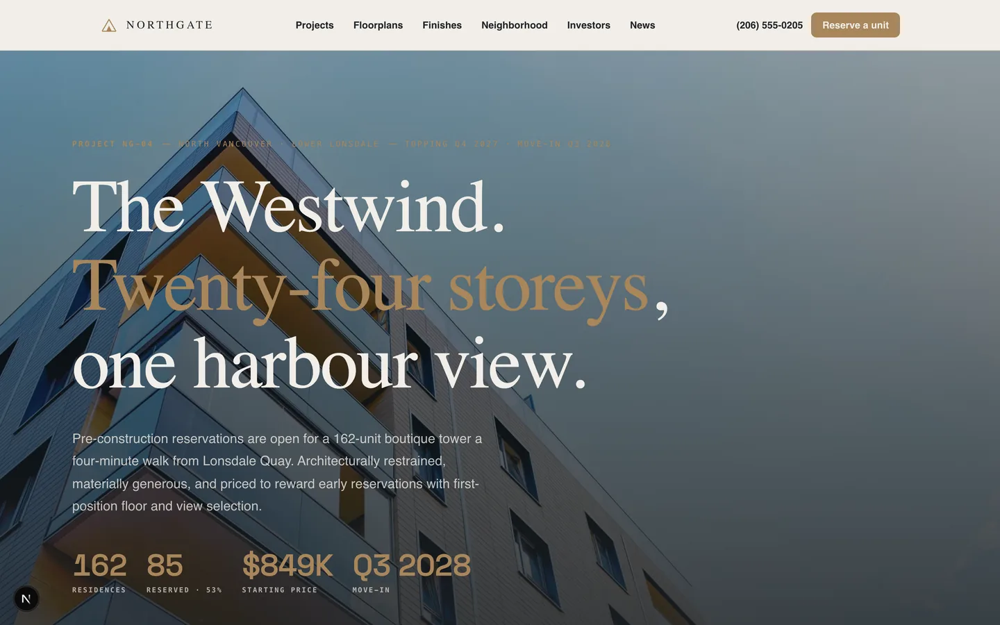 Northgate Residences — sample real estate website designed and built by SearchPod