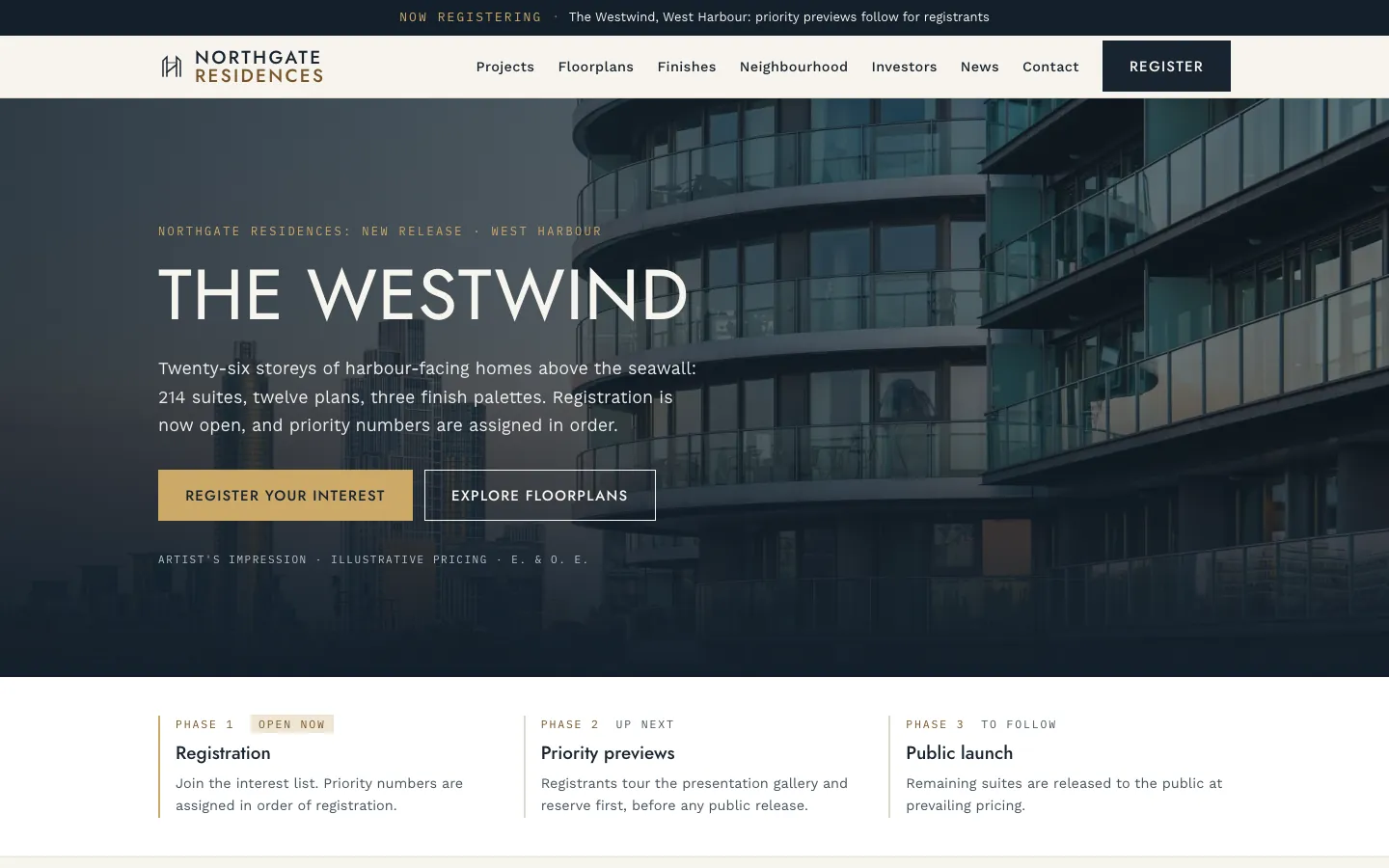 Northgate Residences: sample real estate website designed and built by SearchPod