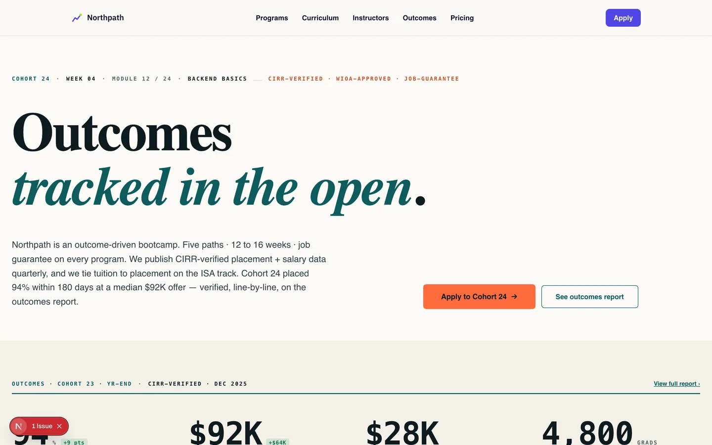 Northpath Bootcamp — sample education website designed and built by SearchPod