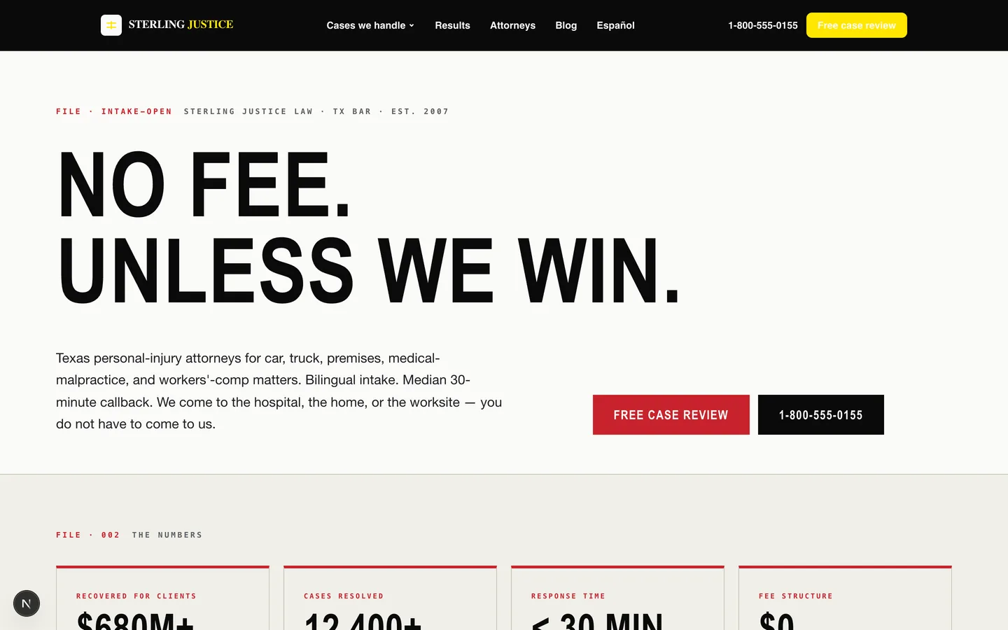 Sterling Justice Law — sample legal website designed and built by SearchPod