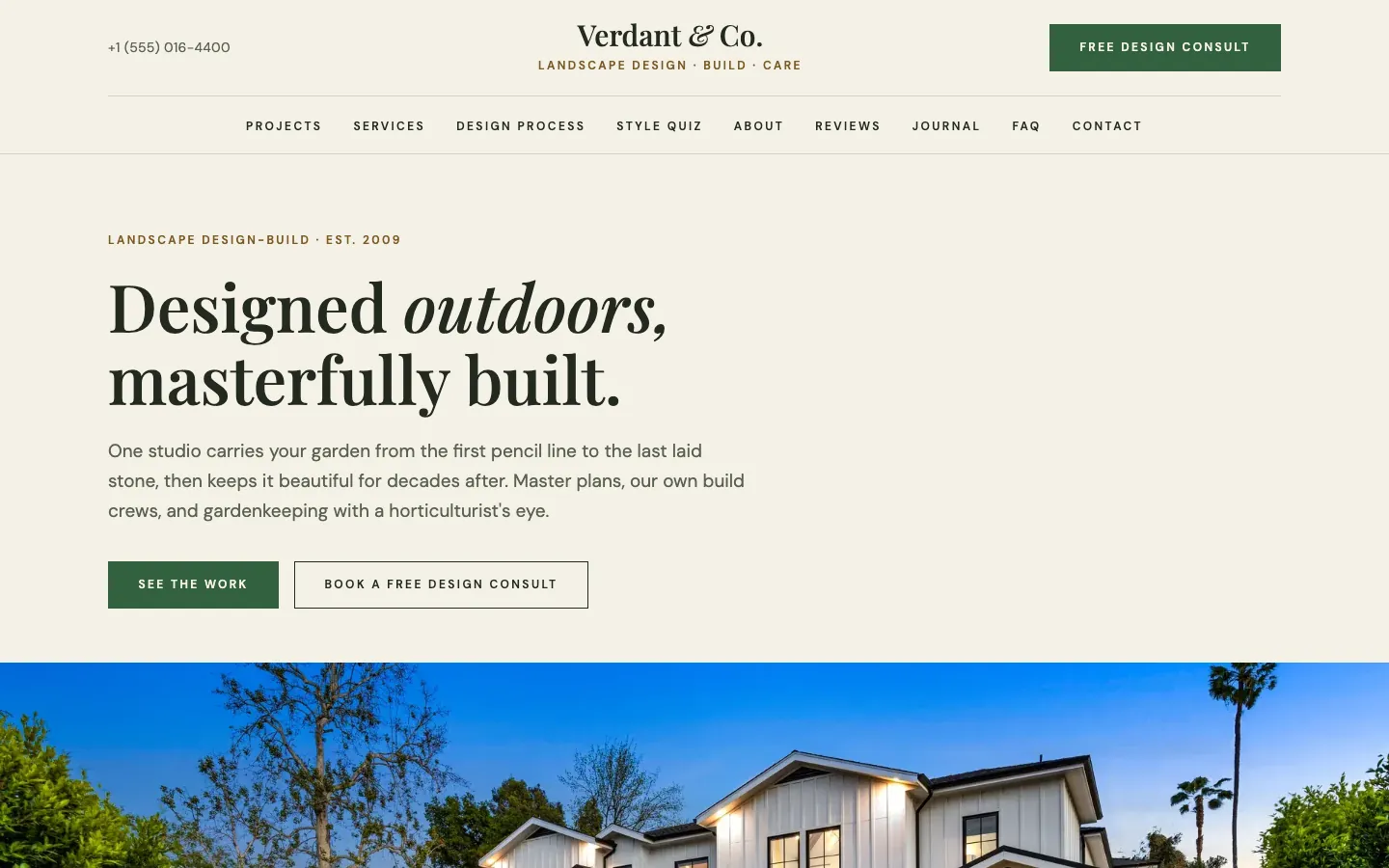 Verdant & Co.: sample home services website designed and built by SearchPod
