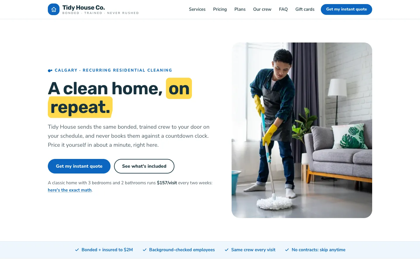 Tidy House Co.: sample home services website designed and built by SearchPod