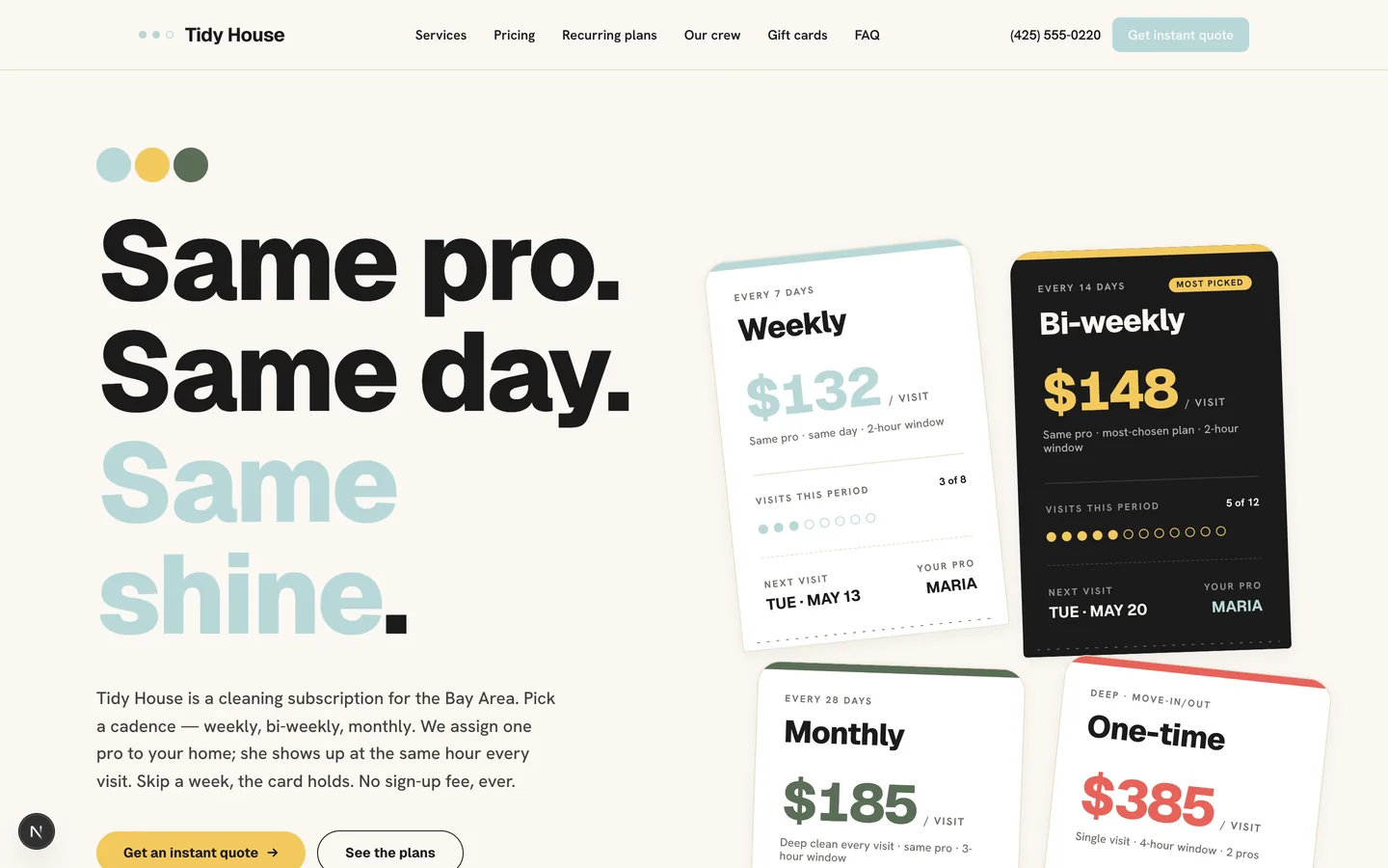 Tidy House Co. — sample home services website designed and built by SearchPod