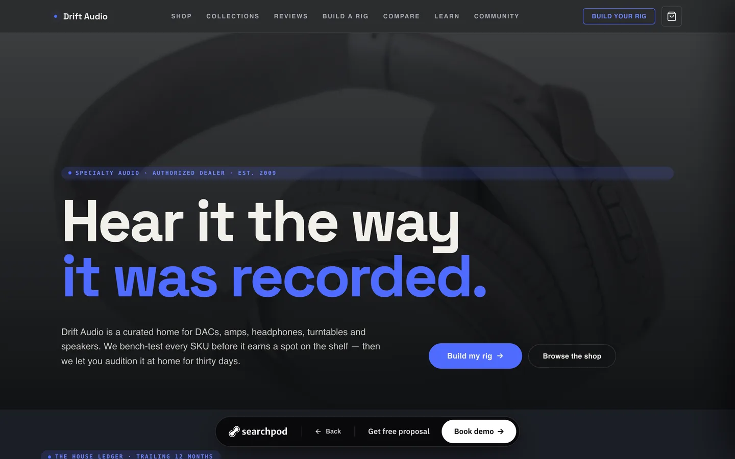 Drift Audio — sample e-commerce website designed and built by SearchPod