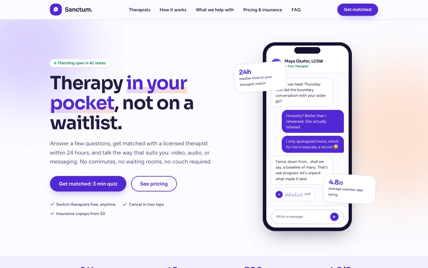 Sanctum Therapy: sample healthcare website designed and built by SearchPod