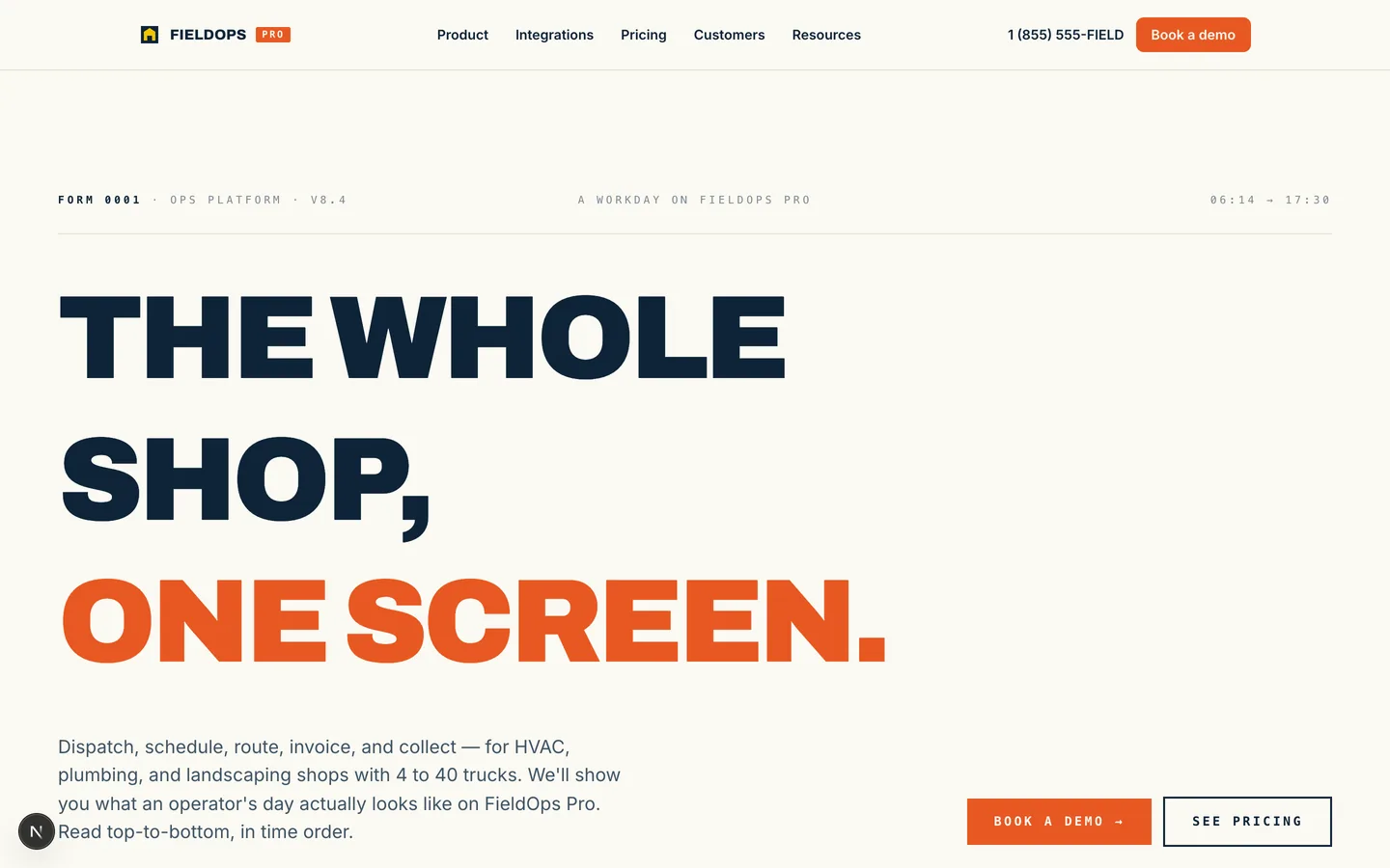 SaaS sample site preview — FieldOps Pro