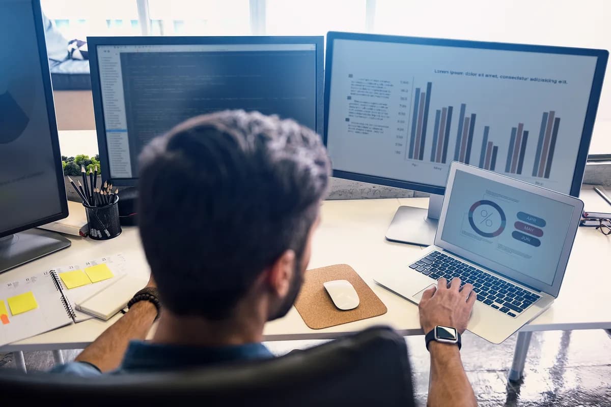 Marketing analyst conducting competitive intelligence research on rival ad campaigns