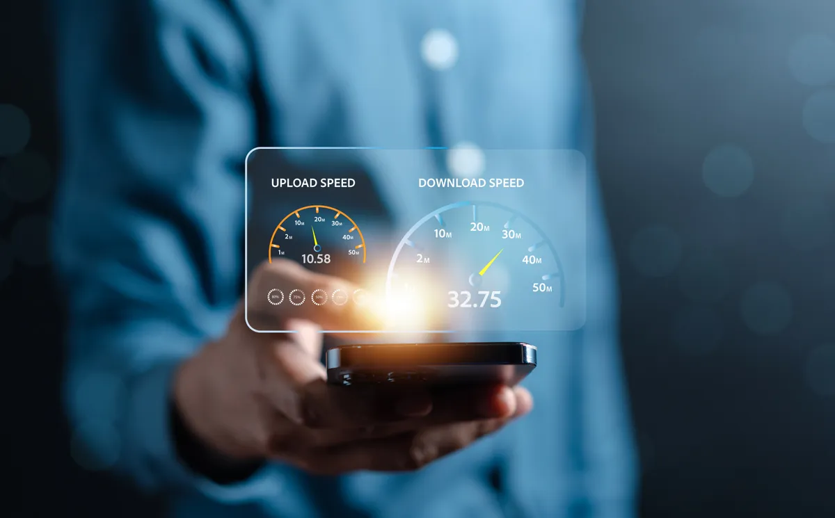 Web developer measuring and optimizing website loading speed performance