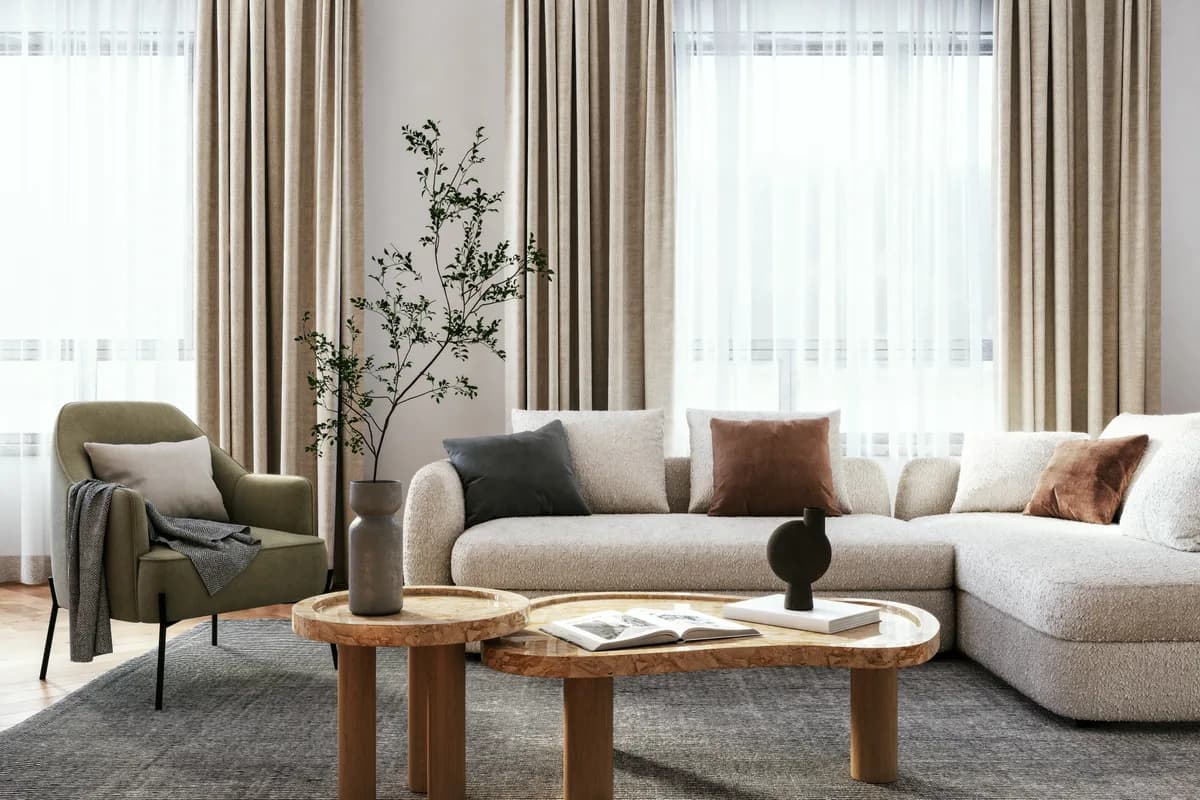 Living room — Sofas · chairs · low tables