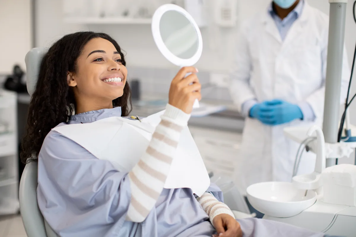 Close-up of a patient's smile after composite bonding