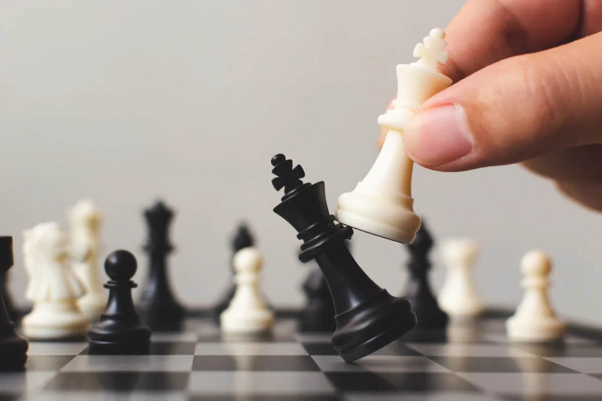 Chess strategy pieces position on board