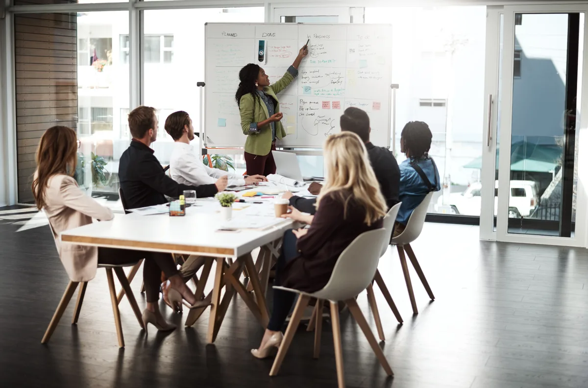 Content strategy planning on whiteboard