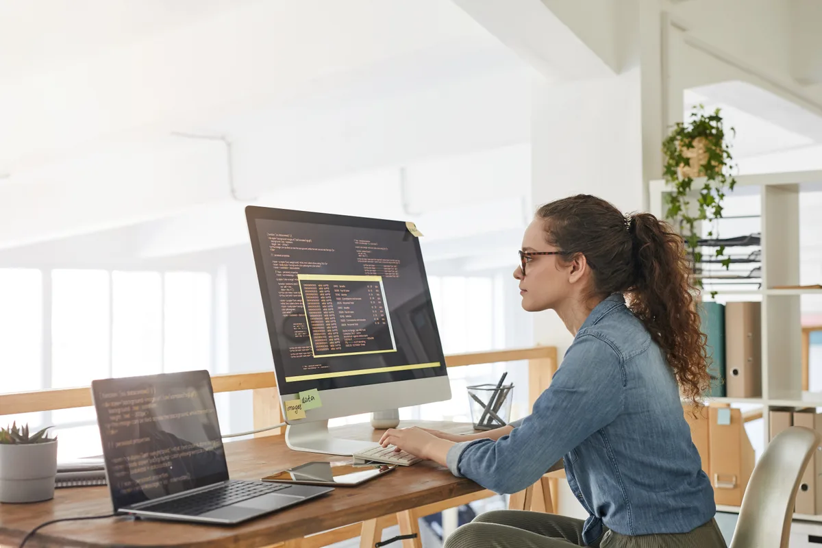 Modern web development workstation with code