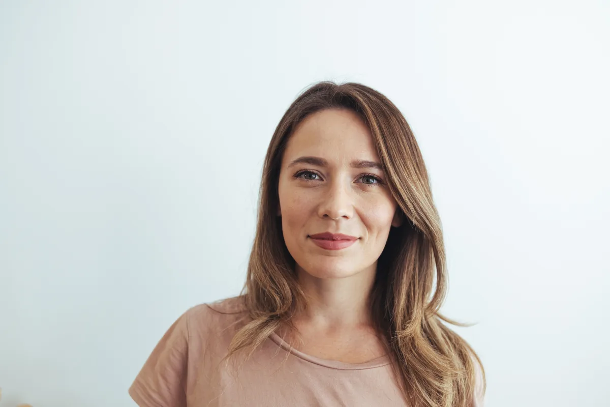 Close-up of a bright, straight smile after Invisalign treatment