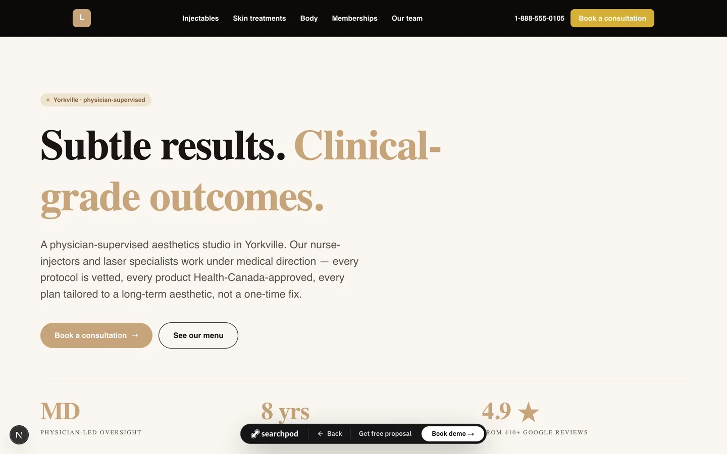 Boutique Optical — sample optometrists homepage by SearchPod