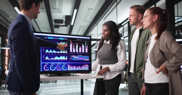 A SaaS product and growth team reviewing acquisition and activation metrics on a dashboard