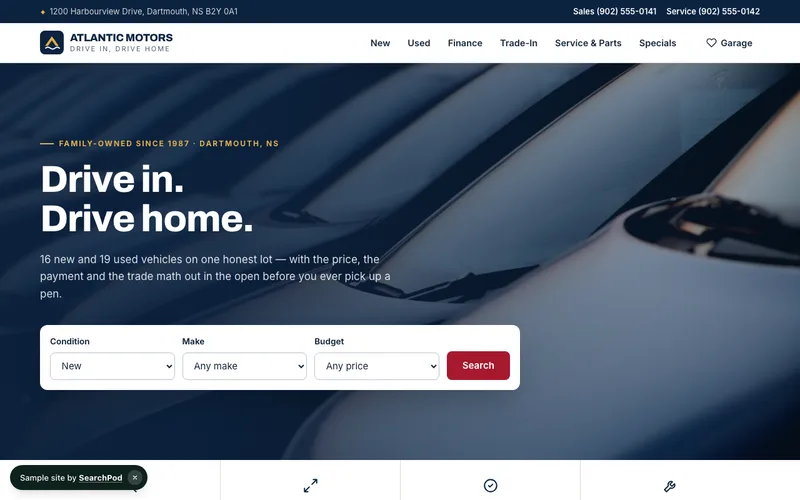 Atlantic Motors — homepage of the live automotive sample site