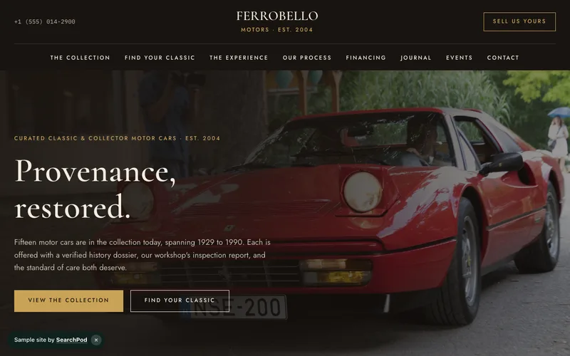 Ferrobello Motors — homepage of the live automotive sample site