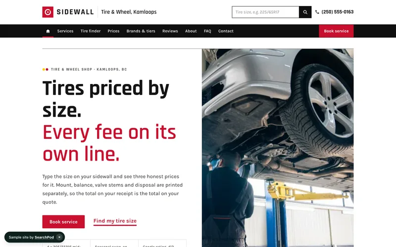 Sidewall Tire & Wheel — homepage of the live sample site