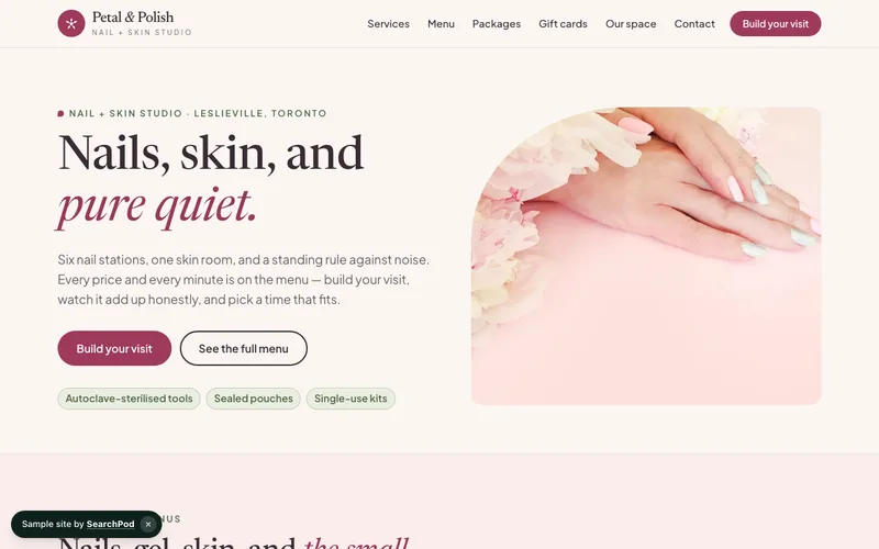Petal & Polish — homepage of the live sample site