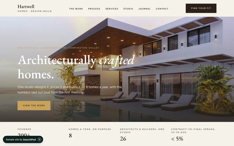 Hartwell Homes — homepage of the live sample site