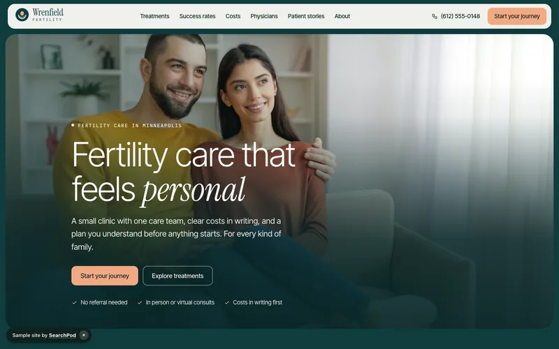 Wrenfield Fertility — homepage of the live sample site