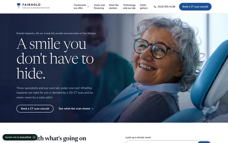 Fairhold Implant & Reconstruction Center — homepage of the live sample site