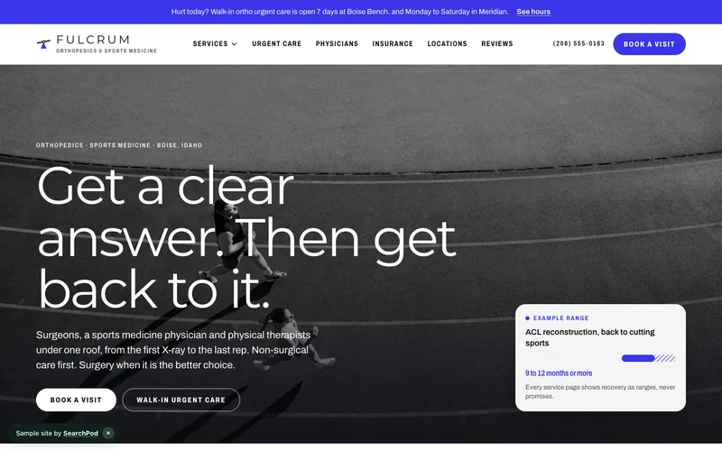 Fulcrum Orthopedics & Sports Medicine — homepage of the live sample site