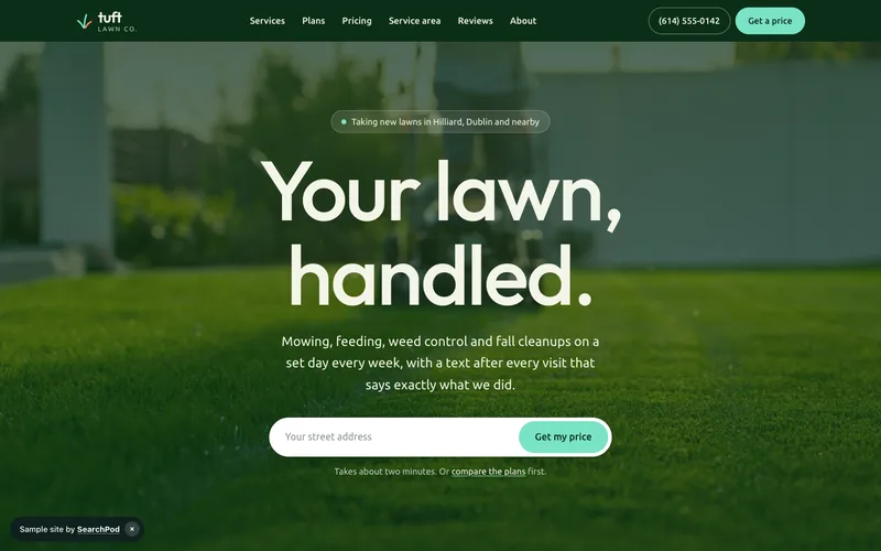 Tuft Lawn Co. — homepage of the live sample site