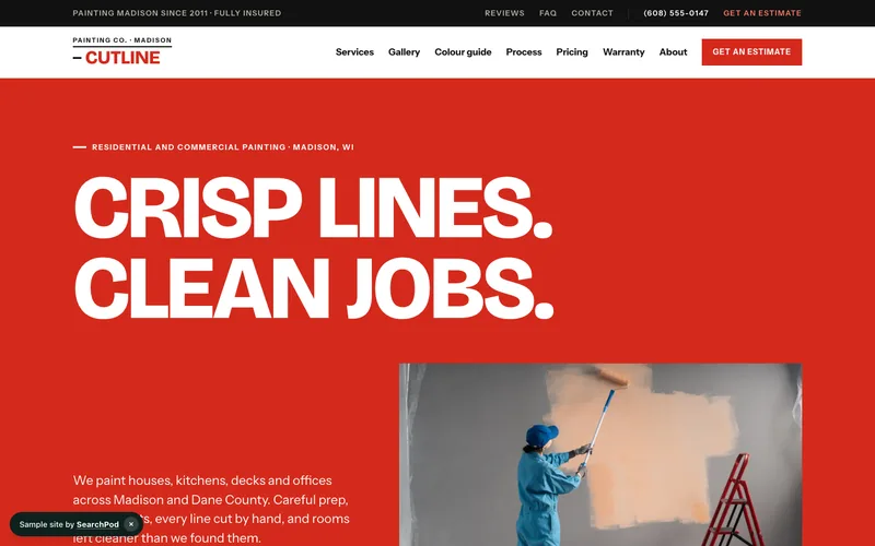 Cutline Painting Co. — homepage of the live sample site