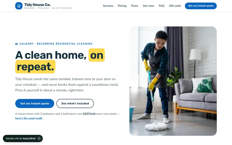 Tidy House Co. — homepage of the live home services sample site