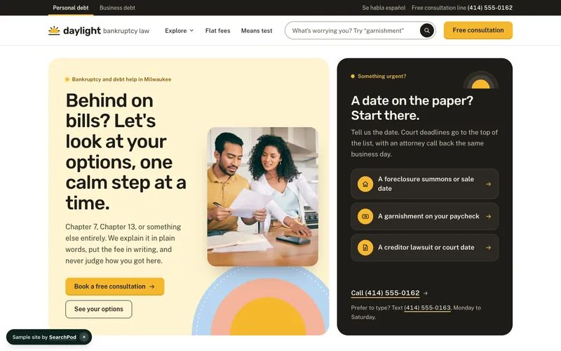 Daylight Bankruptcy Law — homepage of the live sample site